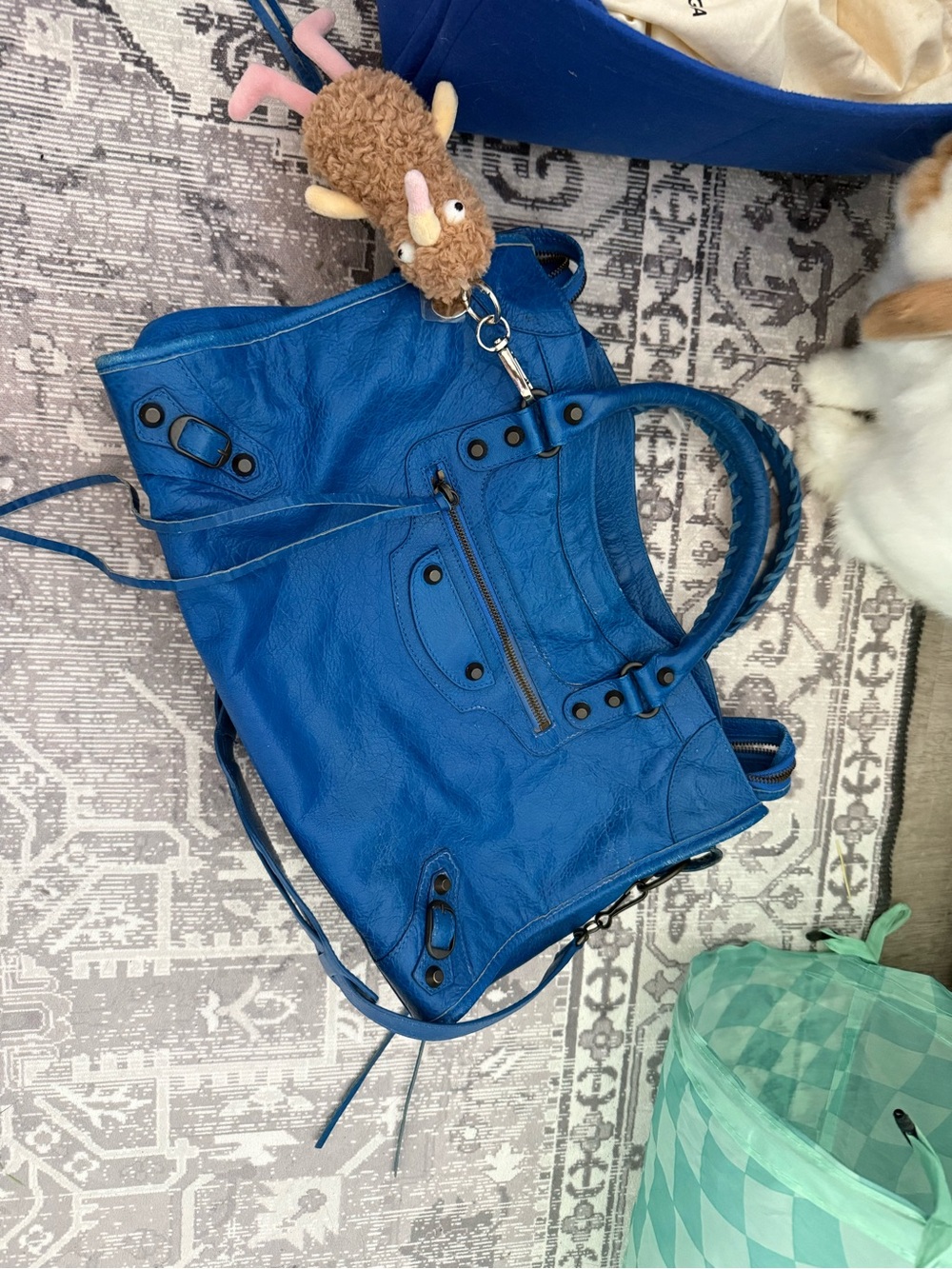 Balenciaga city bag Electric Blue Leather Shoulder Bag